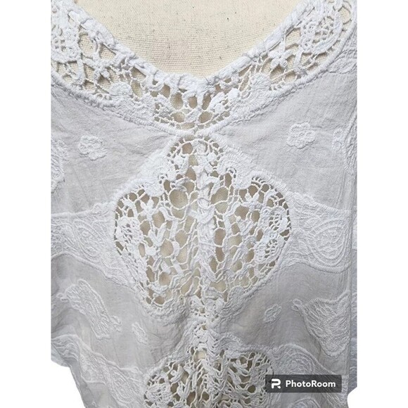 Chico's Lace Crochet Oversized Top Chest 56" White - Picture 2 of 7